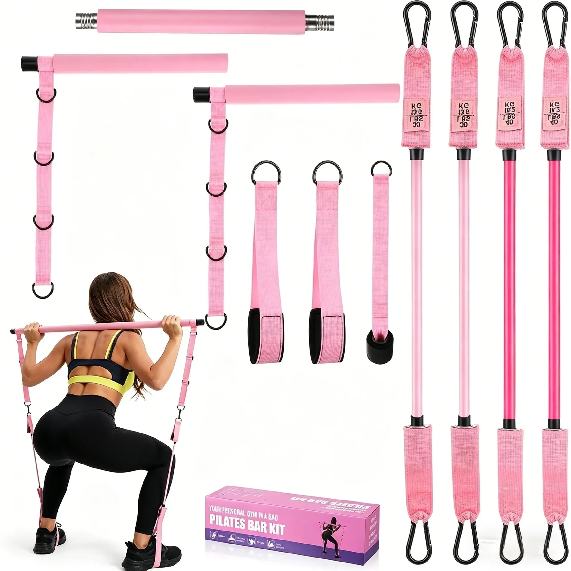 Multifunctional Pilates Bar Kit with Resistance Bands