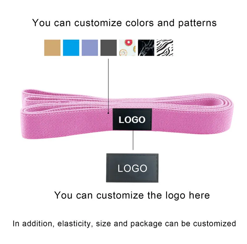 Logo Gym Cotton Pull up Assist Resistance Long Fabric Cloth Loop Booty Exercise Bands Set
